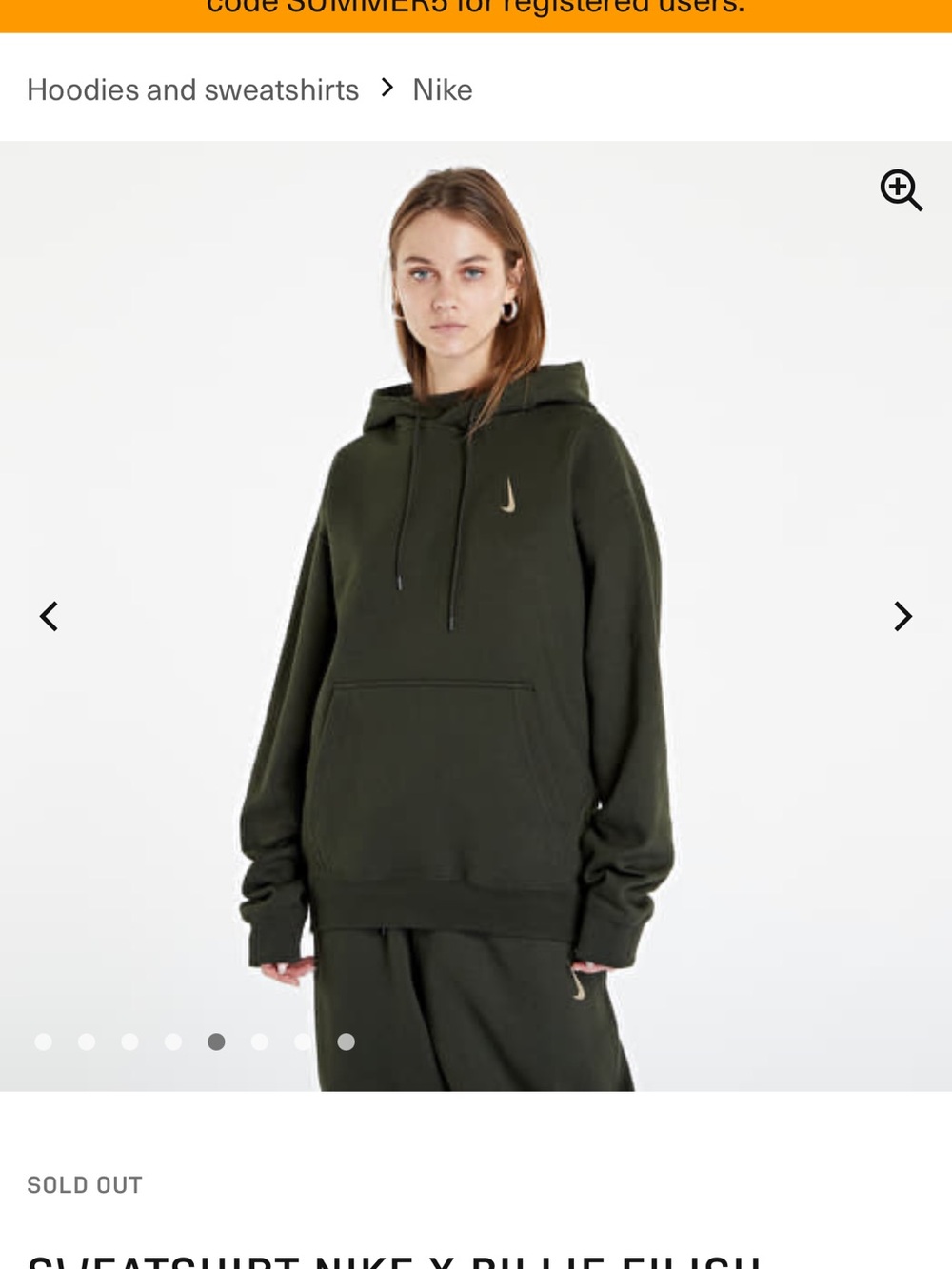Nike X Billie Eilish Olive Green Pullover Hoodie with Beige Swoosh - unisex